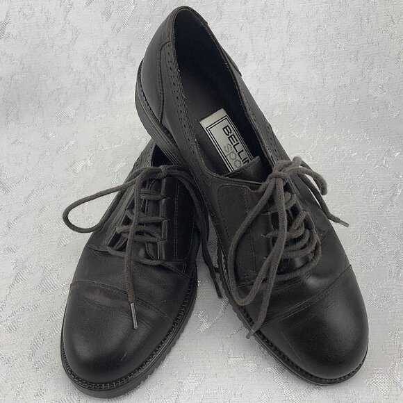 Bellini Sport Brown Leather Lace-Up Oxford Shoes w/ Block Heels Women’s Size 5½M - Picture 1 of 15